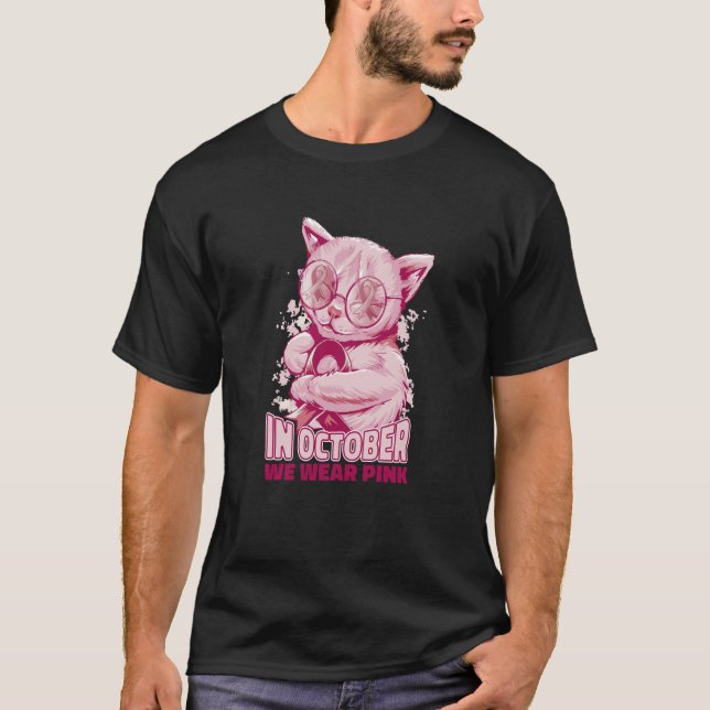 Camiseta Octubre gatito rosa lindo (Anverso)