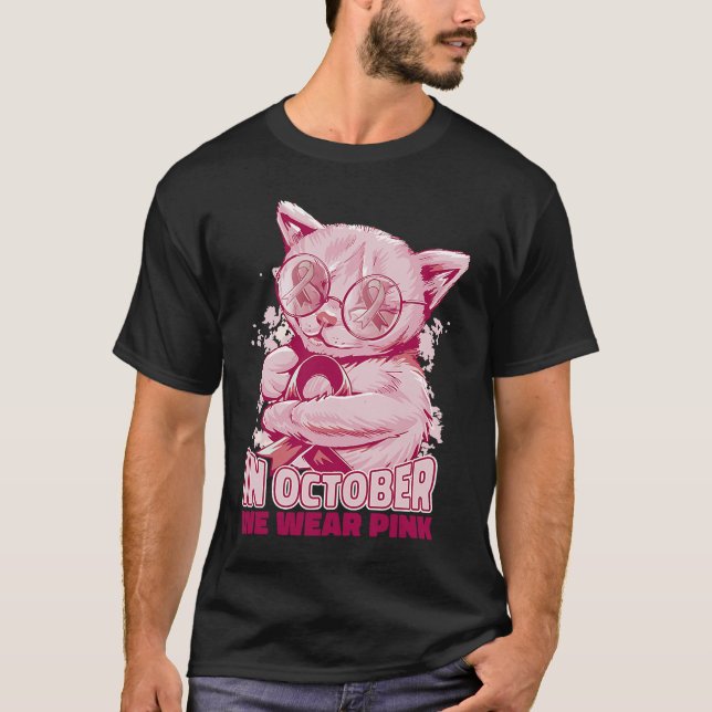 Camiseta Octubre gatito rosa lindo (Anverso)
