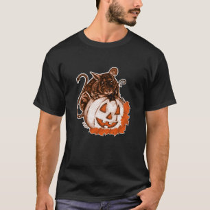 Camiseta Octubre Naranja corta rata sobre calabaza en té de