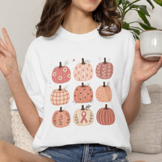 Camiseta Octubre Rosa Conciencia del Cáncer de Mama Calabaz
