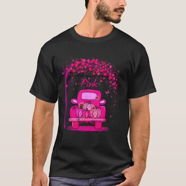 Camiseta Octubre Se Usa Cáncer De Mama De Camión De Calabaz (Anverso)