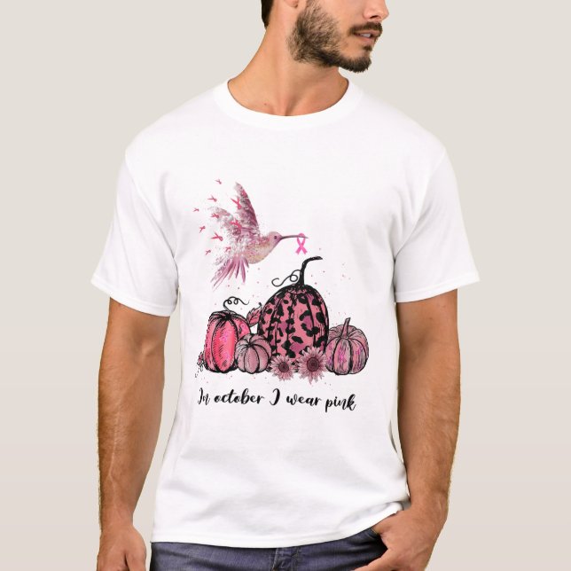 Camiseta Octubre Usamos El Cáncer De Mama De Colibrí Rosa A (Anverso)
