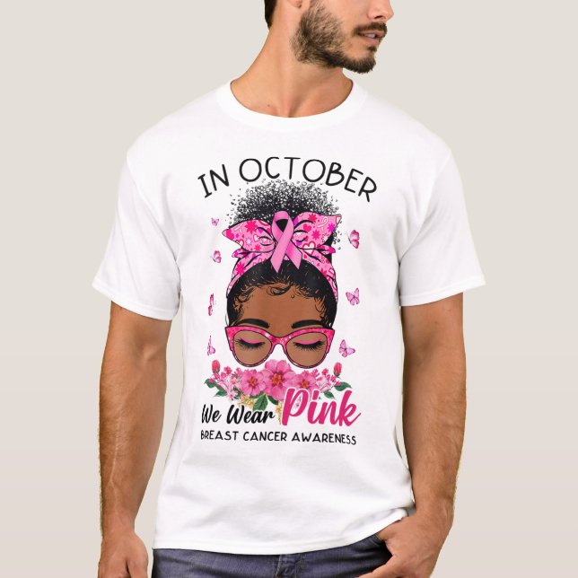 Camiseta Octubre, usamos mujeres negras rosadas, senos deso (Anverso)