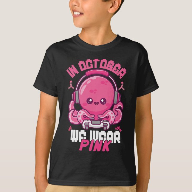 Camiseta Octubre Usamos Niño Que Juega A Niños Con Cáncer D (Anverso)