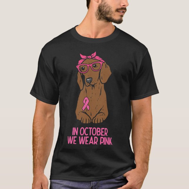 Camiseta Octubre Usamos Perro Dachshund Rosa (Anverso)