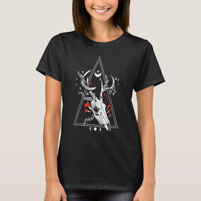 Camiseta Ocultación de bruja de la fase de la luna del crán (Anverso)
