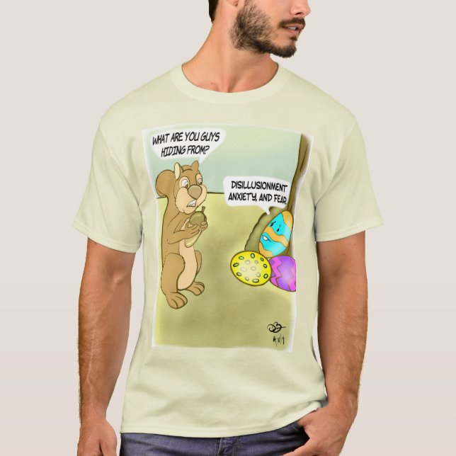 Camiseta Ocultando huevos de Pascua (Anverso)
