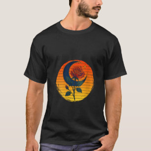 Camiseta Ocultismo de Mujeres Luna Creciente Rosa Gótico Oc