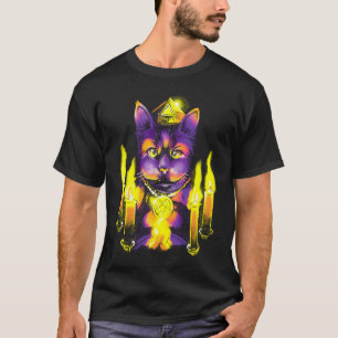 Camiseta Ocultismo Satanismo Velas Ritual Gato Pentagrama
