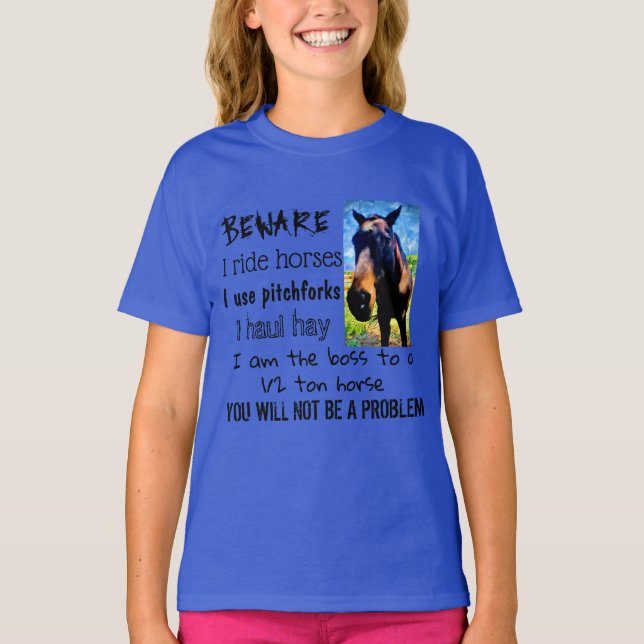 Camiseta OCUPACIÓN - YO HORSILLO DE CABALLO - Azul CHICA (Anverso)