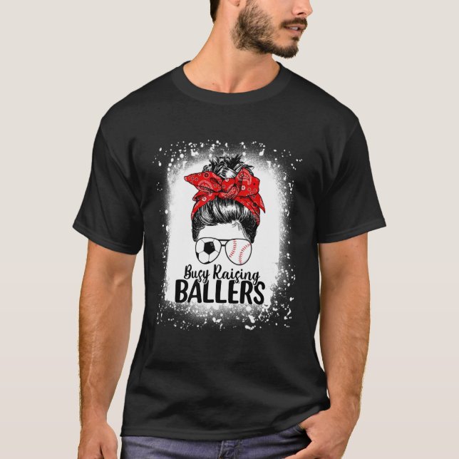 Camiseta Ocupado elevando balancines desordenado Bun Baseba (Anverso)