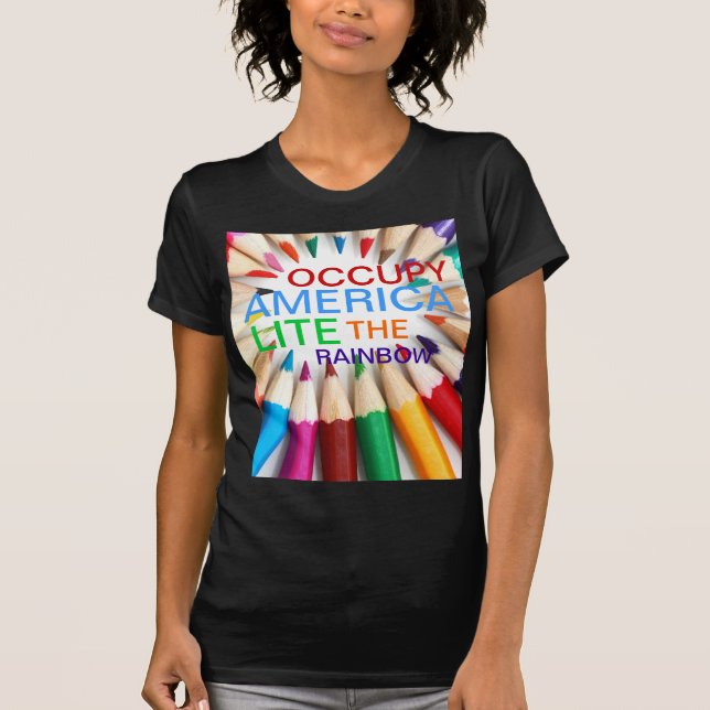 CAMISETA OCUPAR A ESTADOS UNIDOS LITERAR EL ARCO DE LLUVIA (Anverso)