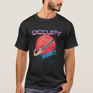 Camiseta Ocupar Mars Cohete Espacial Synthwave superación r