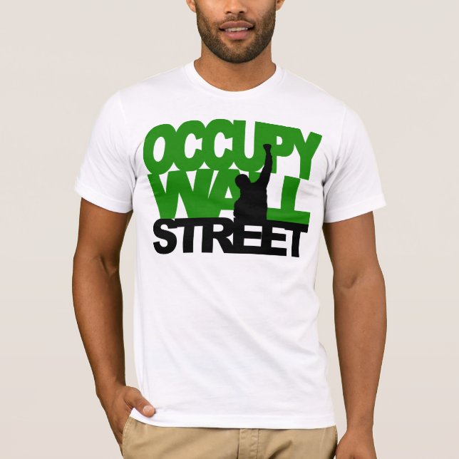 Camiseta OCUPE el verde de WALL STREET (Anverso)