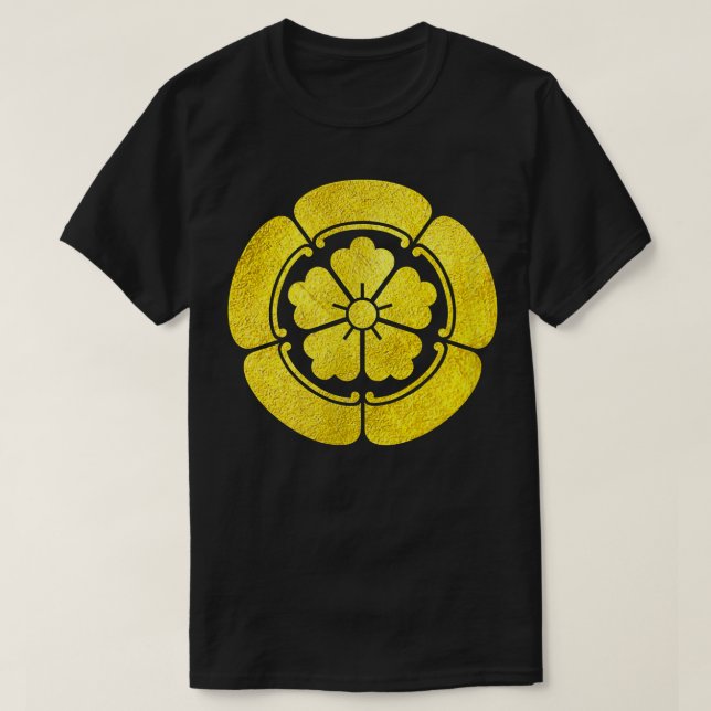 Camiseta Oda Mon Japanese samurai clan in faux gold  (Diseño del anverso)