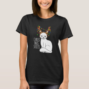 Camiseta Odia Las Fiestas Gato Enojado Reno Navidad Su