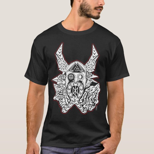 Camiseta Odin Emblem Tinta Blanca Versión (Anverso)