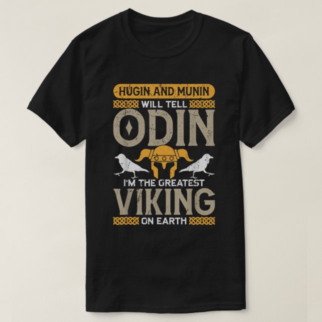 Camiseta Odin Viking Helmet Hugin y Munin Nórdico Mytholog (Diseño del anverso)