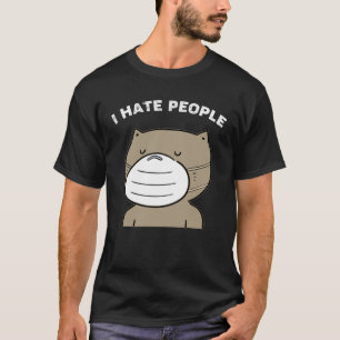 Camiseta Odio A Gatos Usando Máscara Protectora Médica Tr