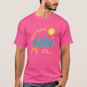 Camiseta Odio a la gente acampando al aire libre en la mont