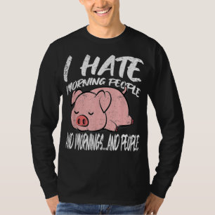 Camiseta Odio a la gente de la mañana Animales perezosos