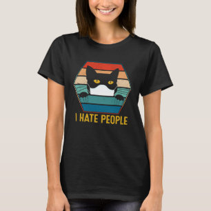 Camiseta Odio a la gente del gato negro que lleva la máscar