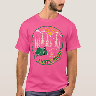 Camiseta Odio a la gente divertida acampando a pie al aire 