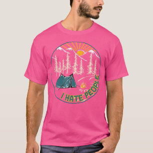 Camiseta Odio a la gente divertida acampando a pie al aire 