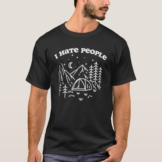 Camiseta Odio a la gente divertida acampando al aire libre (Anverso)