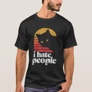 Camiseta Odio a la gente divertida estilo vintage Cat Retro