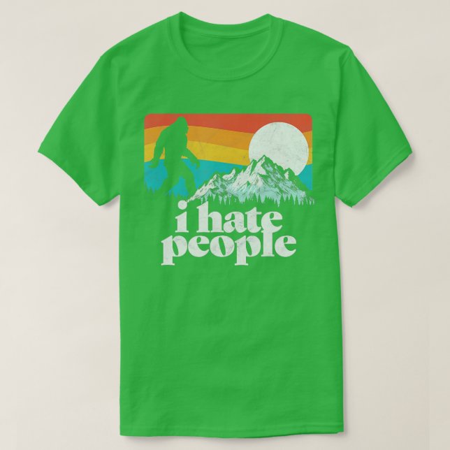 Camiseta Odio a la gente divertida Montañas Bigfoot Chiste  (Diseño del anverso)