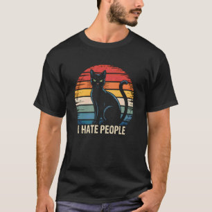 Camiseta Odio a la gente Divertido Gato Retro Vintage Cita 