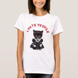 Camiseta Odio a la gente - gato vestido como los addams del
