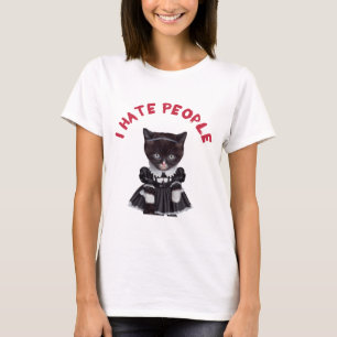 Camiseta Odio a la gente - gato vestido como los addams del