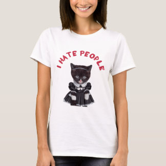 Camiseta Odio a la gente - gato vestido como los addams del