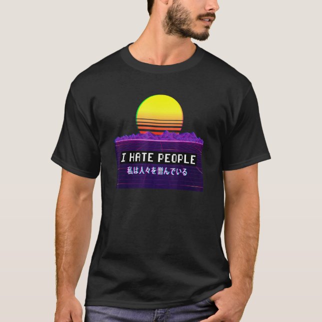 Camiseta Odio a la gente Vaporwave Estética (Anverso)