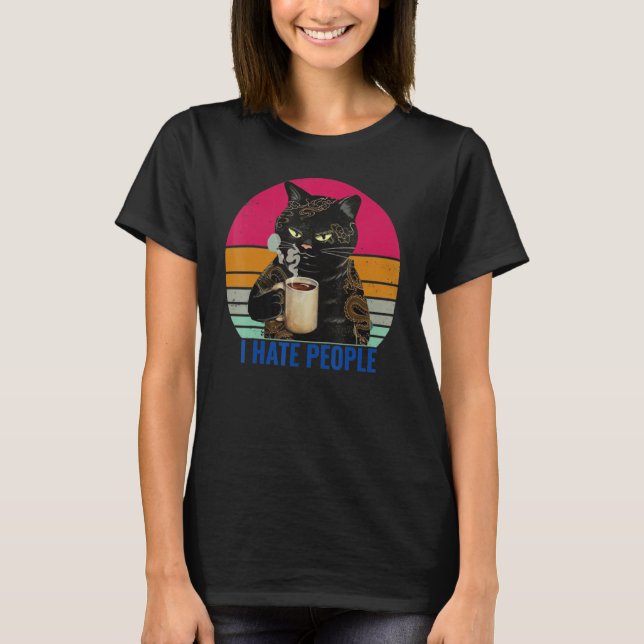 Camiseta Odio a las personas que beben café con gato (Anverso)
