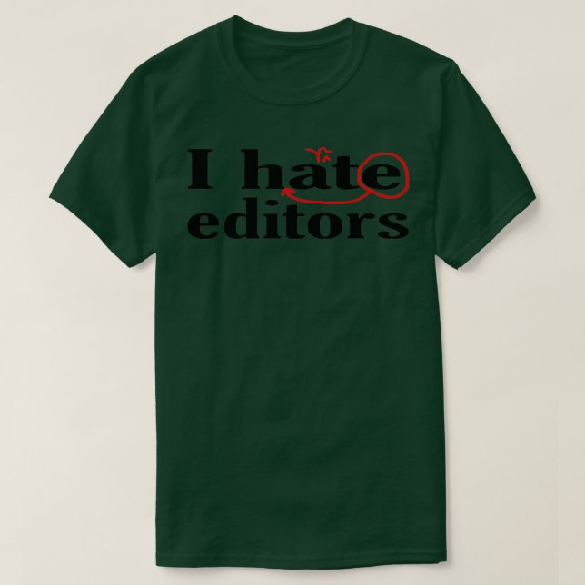 Camiseta Odio a los editores del corazón (Diseño del anverso)