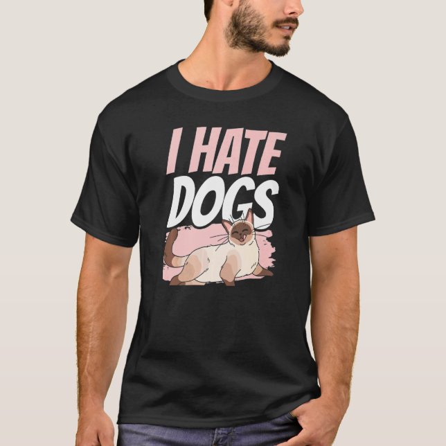 Camiseta Odio a los perros Mascotas de gatos de animales (Anverso)