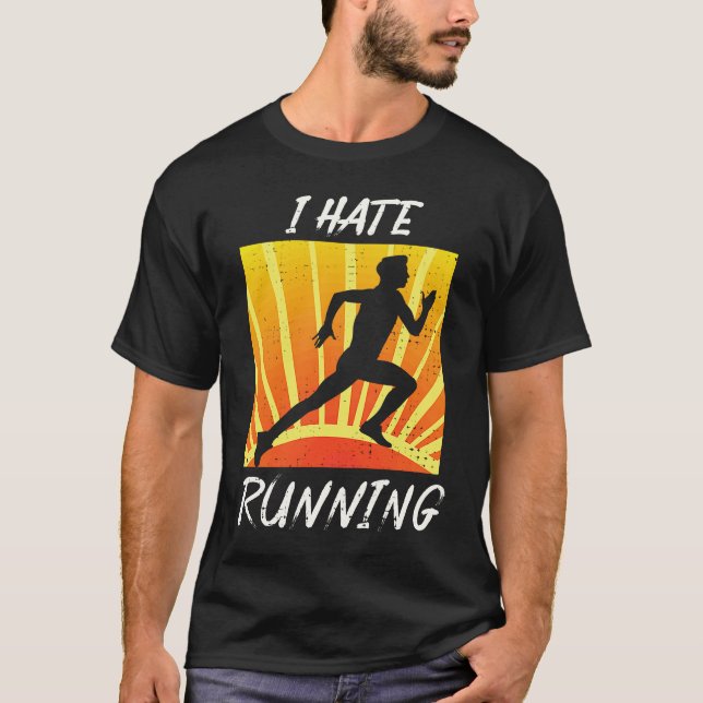 Camiseta Odio Correr Sarcásticamente Camino Corredor (Anverso)