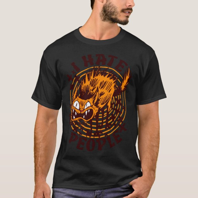 Camiseta odio gente gato (Anverso)