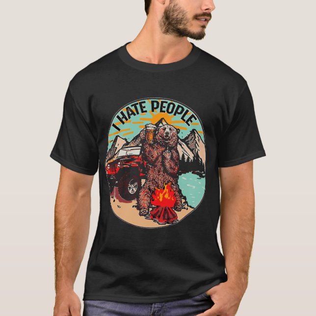 Camiseta Odio gente que yo como la cerveza del oso de la (Anverso)