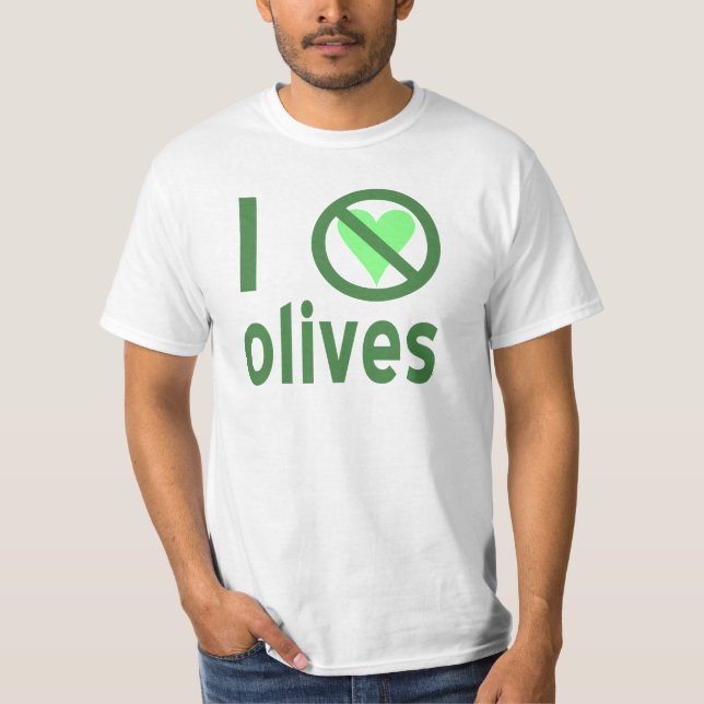 Camiseta Odio las aceitunas (verdes) masculinas (Anverso)
