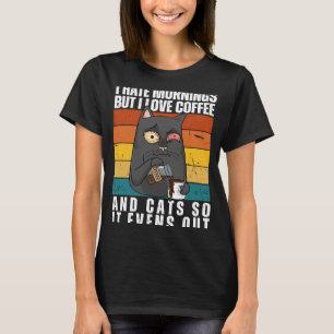 Camiseta Odio las mañanas, amo el café y los gatos Kitty