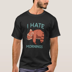 Camiseta Odio las mañanas Cansadas Panda Rojo Durmiendo Paj