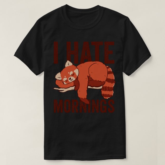 Camiseta Odio las mañanas Panda Rojo (Diseño del anverso)