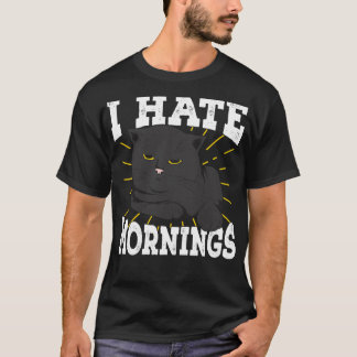 Camiseta Odio las mañanas, regalo de gato durmiente