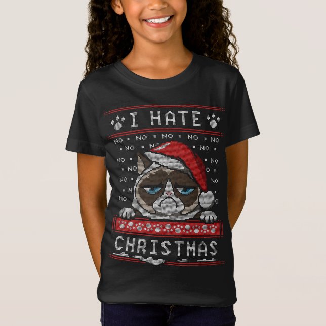 Camiseta Odio las navidades raras y enojadas gatos Navidade (Anverso)