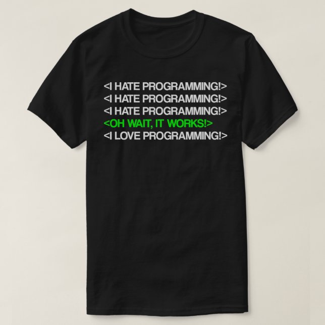 Camiseta Odio Programar Programa Informático Científico (Diseño del anverso)