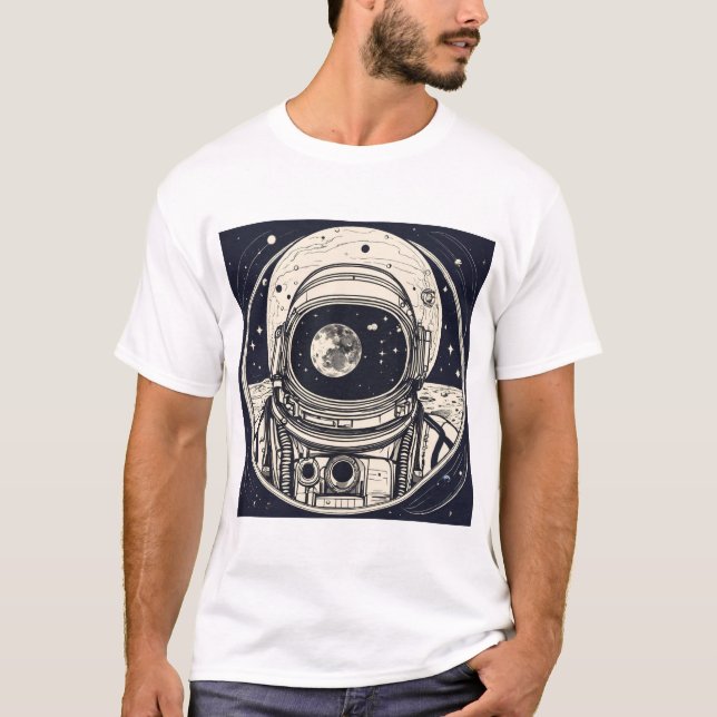 Camiseta "Odisea celeste Tee: Casco astronauta y planeta (Anverso)